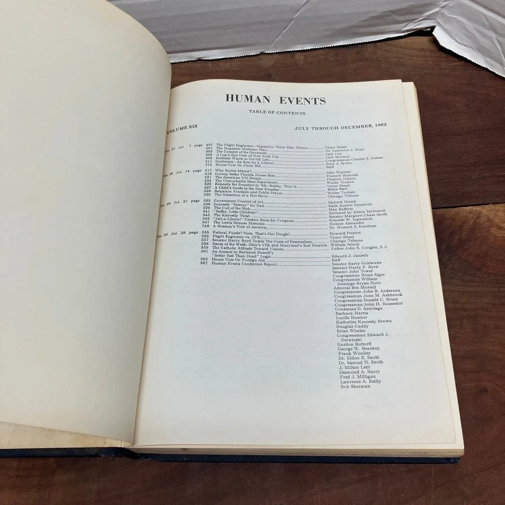 Human Events Weekly Washington Newsletter 1962 Vol XIX Political History Bound
